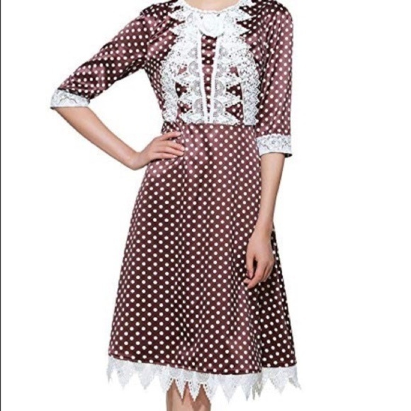 Dresses & Skirts - PinUp Satin Brown White Polka Dot Rockabilly Dress